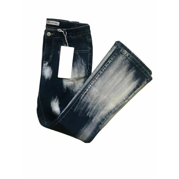 Hez Ventures Womens Blue Painted Cropped Jeans 26 - Picture 2 of 9